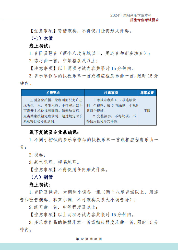 2024年沈阳音乐学院音乐舞蹈类本科招生专业考试要求（内附校考作曲系专业提交报考材料要求）