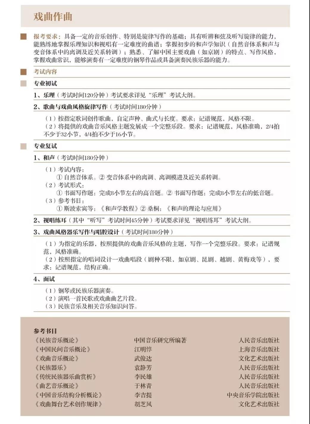 2020年上海音乐学院本科艺术类招生专业目录及考试大纲