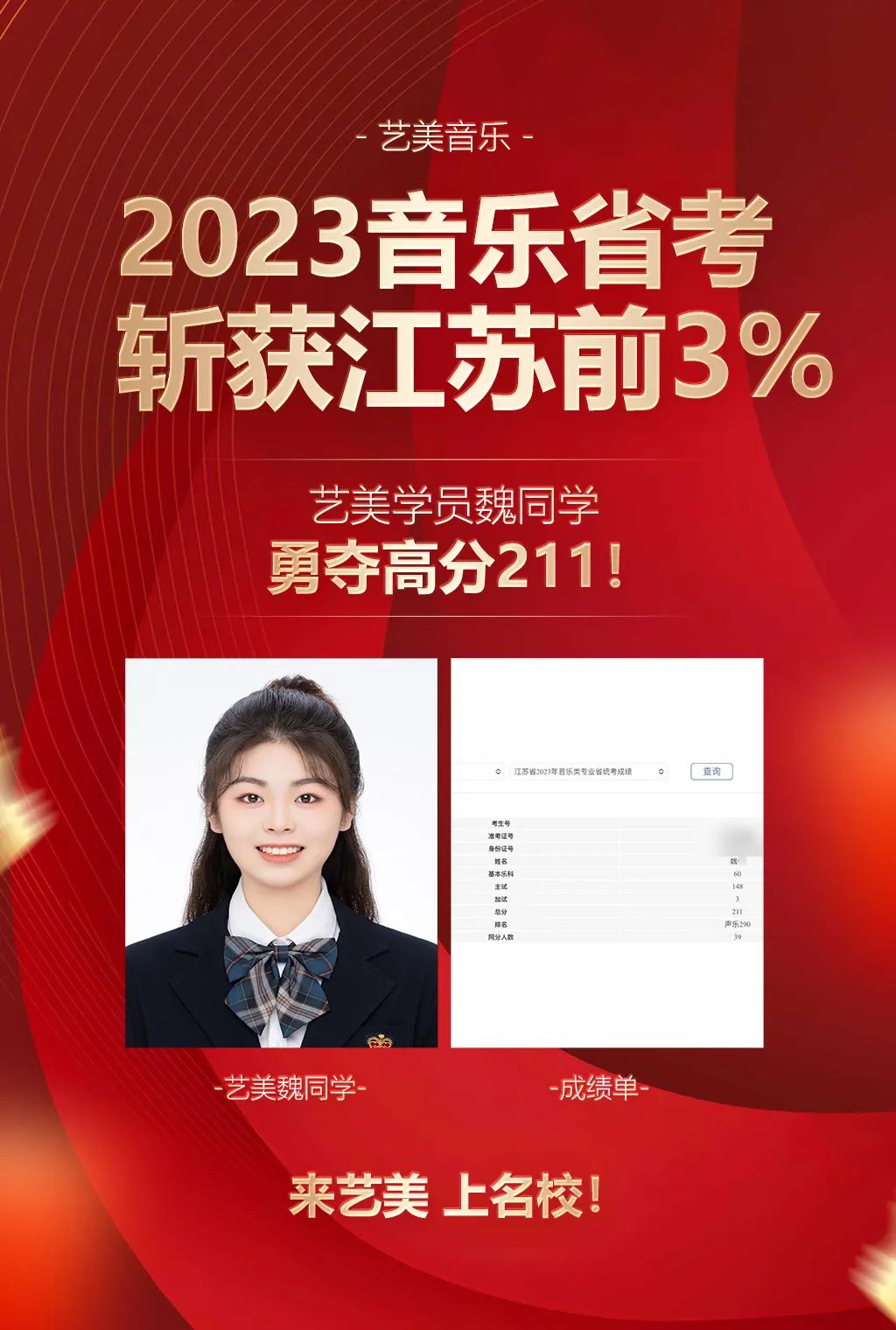 省考喜报 | 热烈祝贺2024届艺美学子省统考全员高分！再铸辉煌！