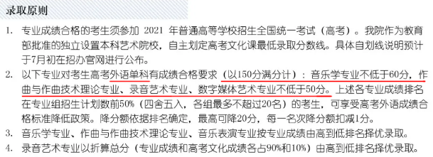 分数限制？2021年文化课没达到这些分数的音乐生这些专业慎报！