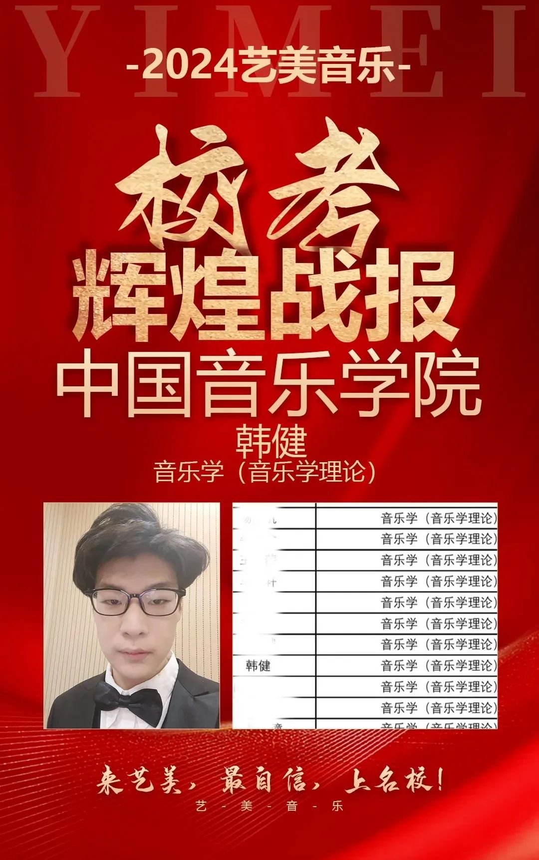 校考——知名院校直通车！艺美24届学子狂揽知名院校校考合格证！音乐生上岸知名院校不是梦！