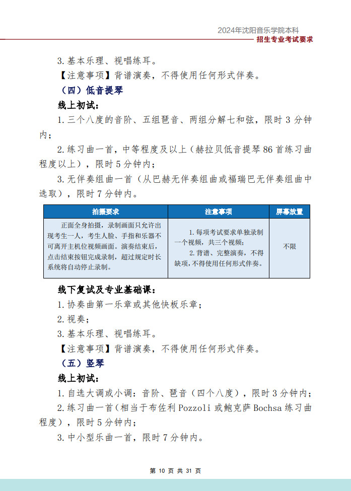 2024年沈阳音乐学院音乐舞蹈类本科招生专业考试要求（内附校考作曲系专业提交报考材料要求）