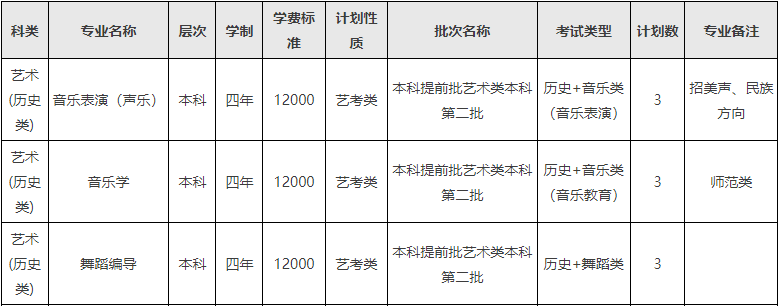 2024年西南民族大学音乐舞蹈类分省招生计划