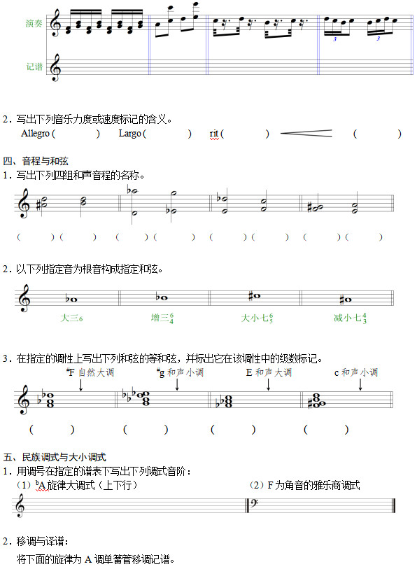 2025年湖南省艺术类统考音乐专业考试内容和要求发布