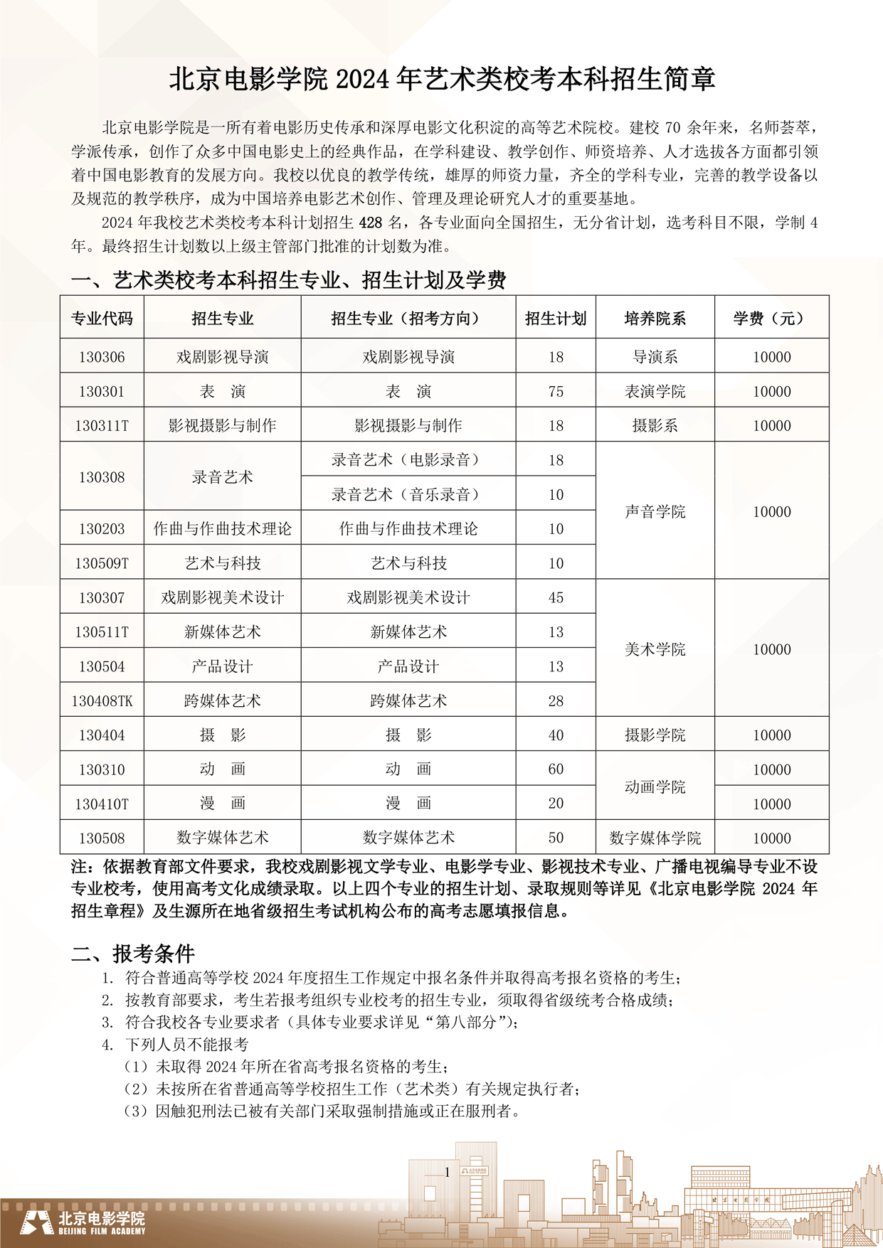 2024年北京电影学院艺术类音乐专业校考本科招生简章